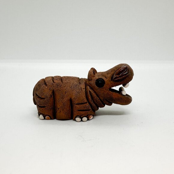 Vintage Clay Pottery House Hippo Cute Mini Handmade - Picture 2 of 7